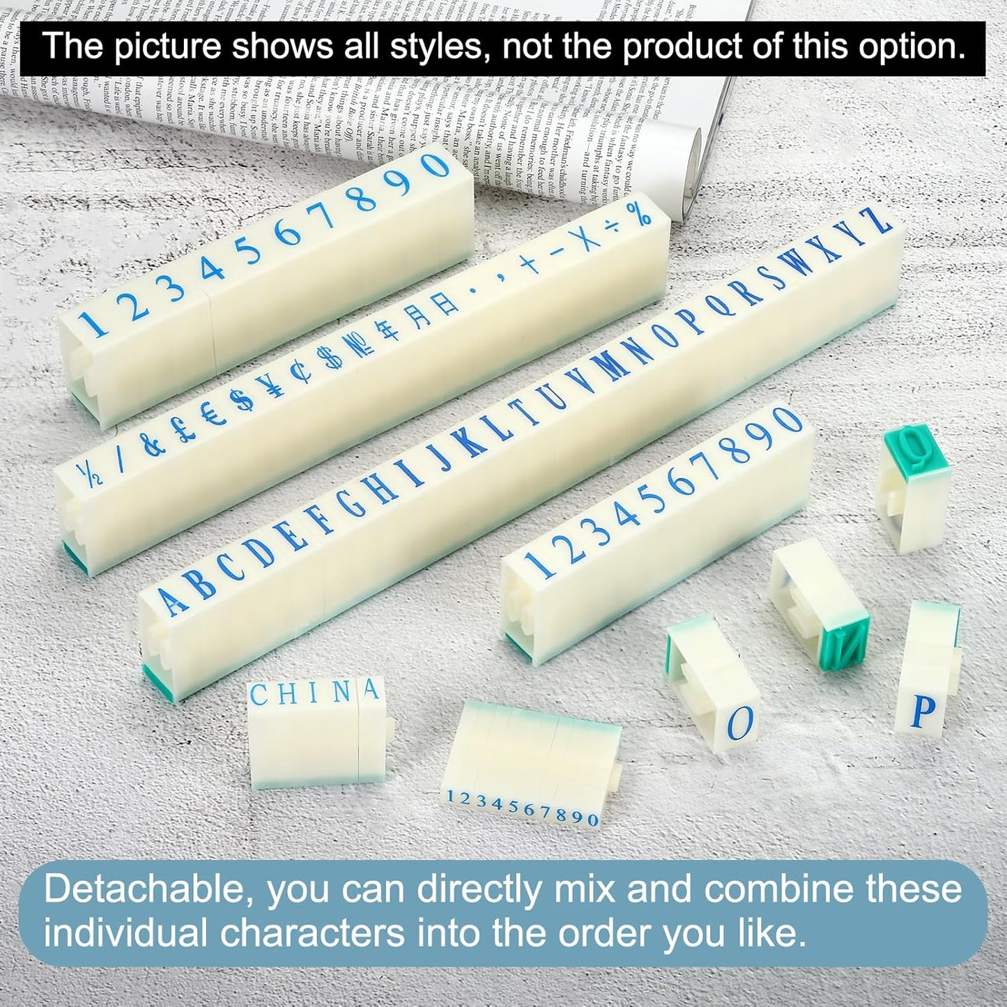 PATIKIL Detachable Number Stamp, 7mm Plastic 9 Digits Font Size 4 Numeral 0-9 Combination Set for Card Tag Scrapbook Craft Making Teaching