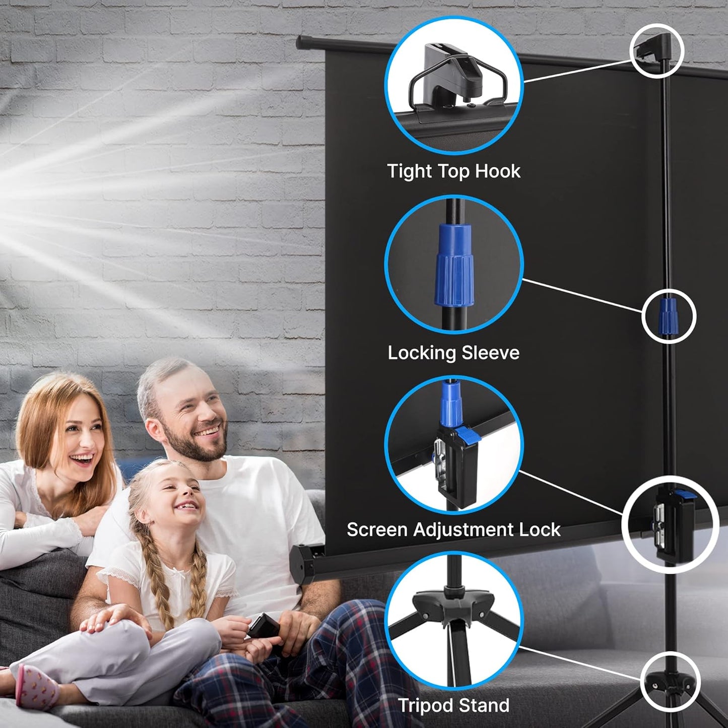 Pyle Projector Screen with Stand - 100-Inch Floor Standing Portable Fold-Out Rollup Matte for Projection, Includes Tripod, Great for Indoor/Outdoor Presentation, Quick Assembly