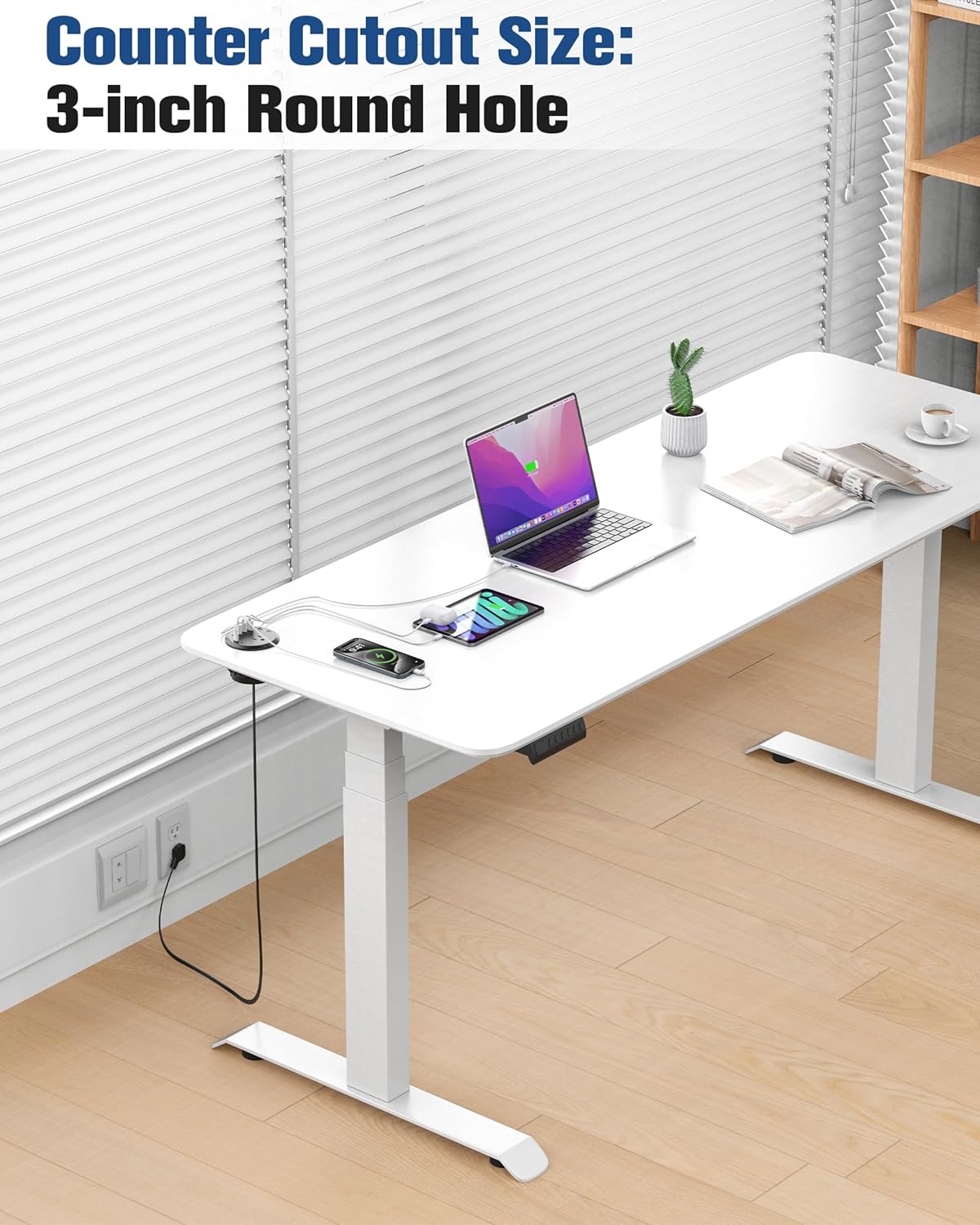 Jgstkcity 65W USB-C Hidden Desktop Power Grommet: 1 AC Outlet,8 USB Charging Ports,3'' Hole Flush Mount Pop-Up Power for Conference Tables & Nightstands (Black, 6 FT)