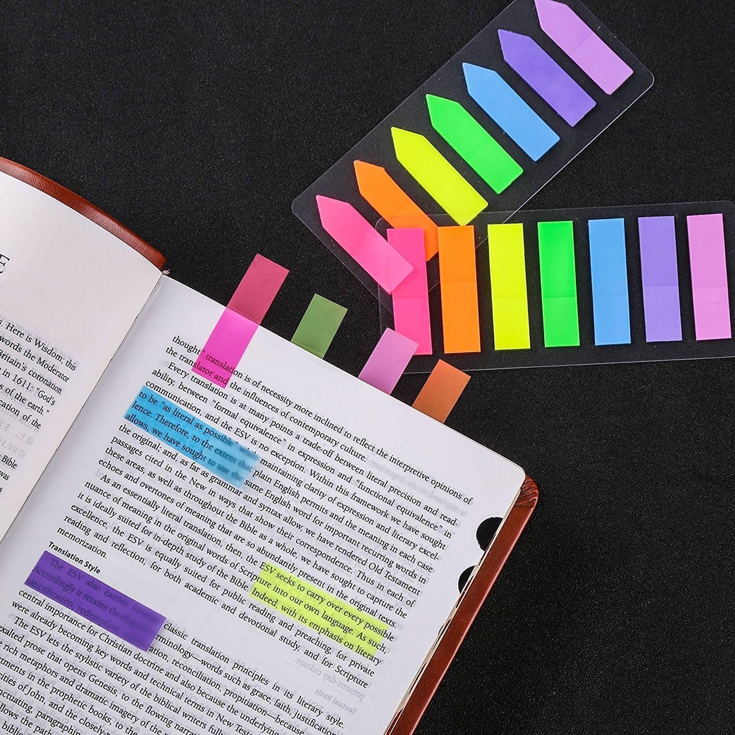 4 Sets Sticky Tabs, Neon Book Tabs, Colored Flag Page Tabs Self Adhesive for Annotating Books, Page Markers, Fluorescent File Index Tabs for Notebooks, Removes Cleanly, 640pcs