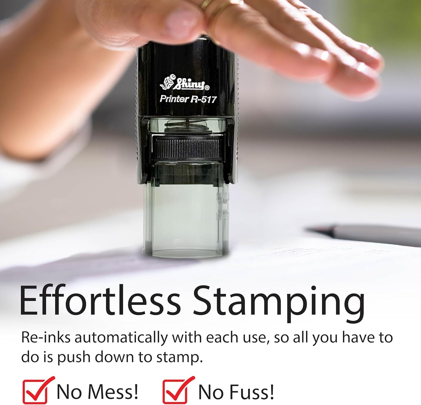 Shiny Wow Teacher Stamp, Round Self Inking Stamp for Classroom, Green Ink