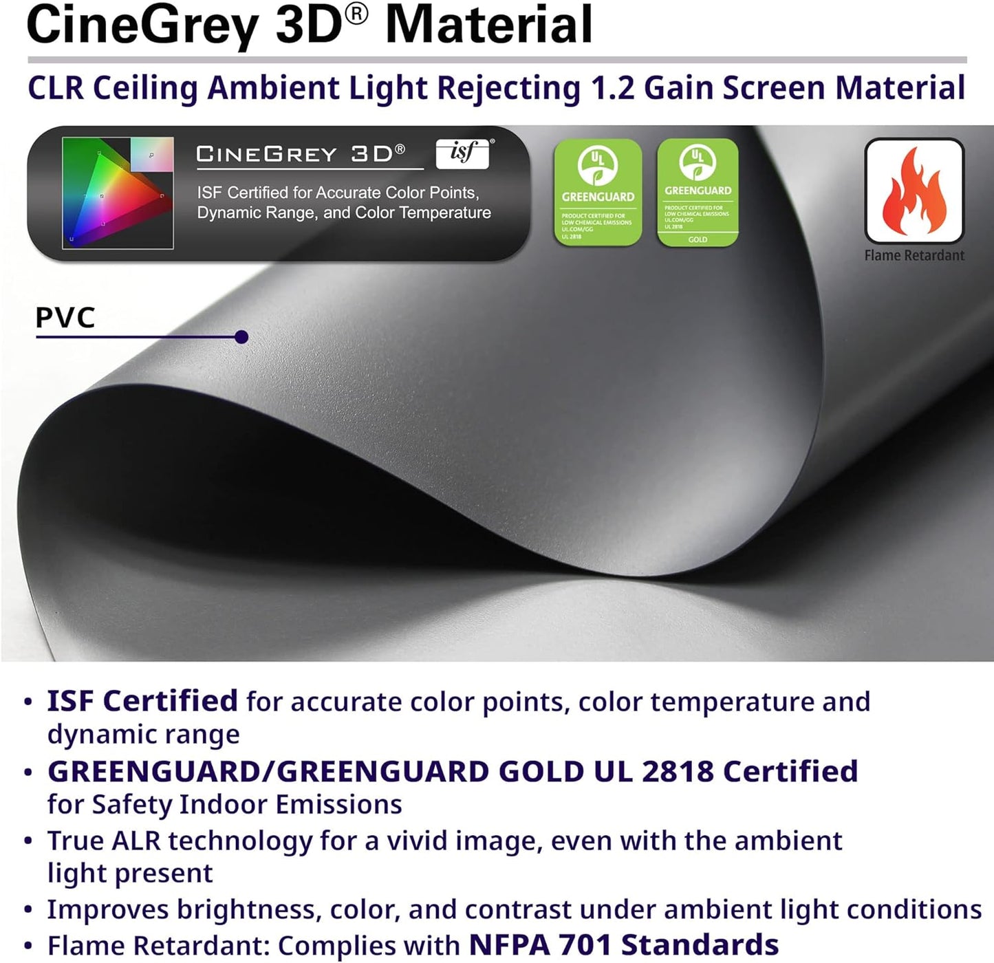 Elite Screens Aeon CineGrey 3D, 100" Fixed Frame CLR/ALR Projector Screen 16:9, Standard Throw Projection, Edge Free Ceiling & Ambient Light Rejecting, Wall-Mounted, for Movie Home Theater, AR100DHD3