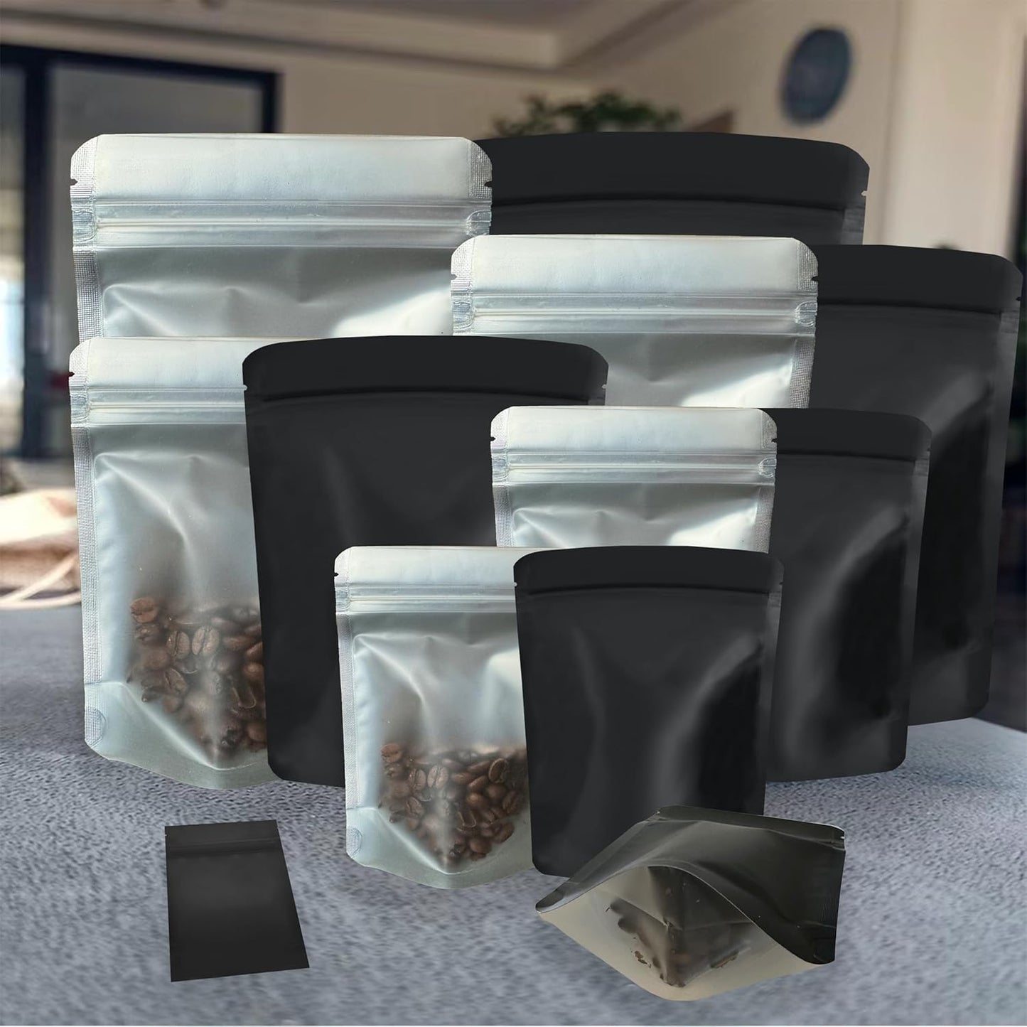 100 Pack Mylar Bags, 3 x 4 inchs Premium Smell Proof Bags with Double-sided Matte Design ，Resealable Food Storage Aluminum Foil Stand-up Packaging Bags. (1 Grams)