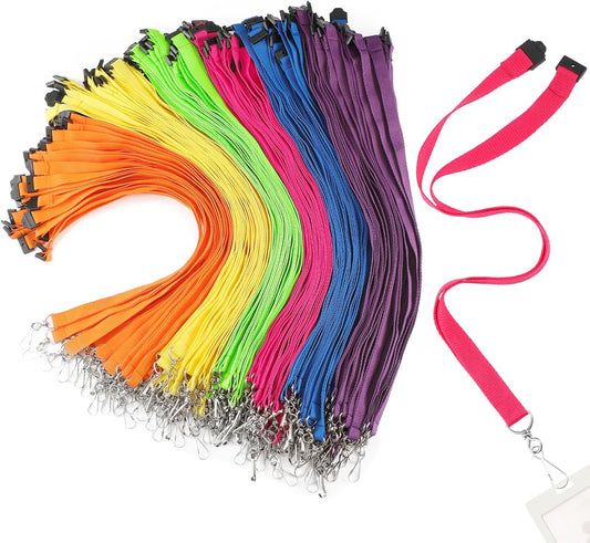 Patelai 120 Pcs Breakaway Lanyards with J Hook Bulk Flat for ID Badges Neck Badge Lanyards Card Nametag Holder Neck Straps (Multi Colors)