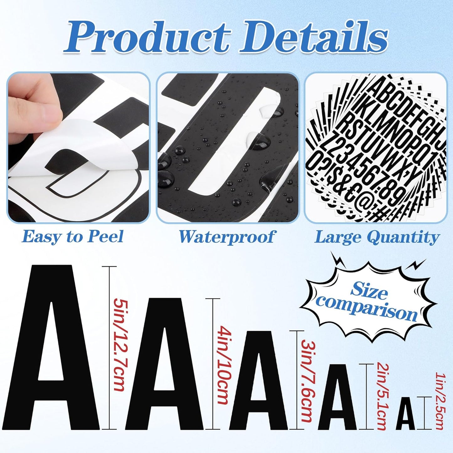 2142 PCS 42 Sheets Letter Stickers Mailbox Numbers and Letters Self Adhesive Vinyl Waterproof Alphabet Number Stickers for Mailbox Address,Craft,Water Bottles, Sign, Door, Home Decor (2 Inch,Black)