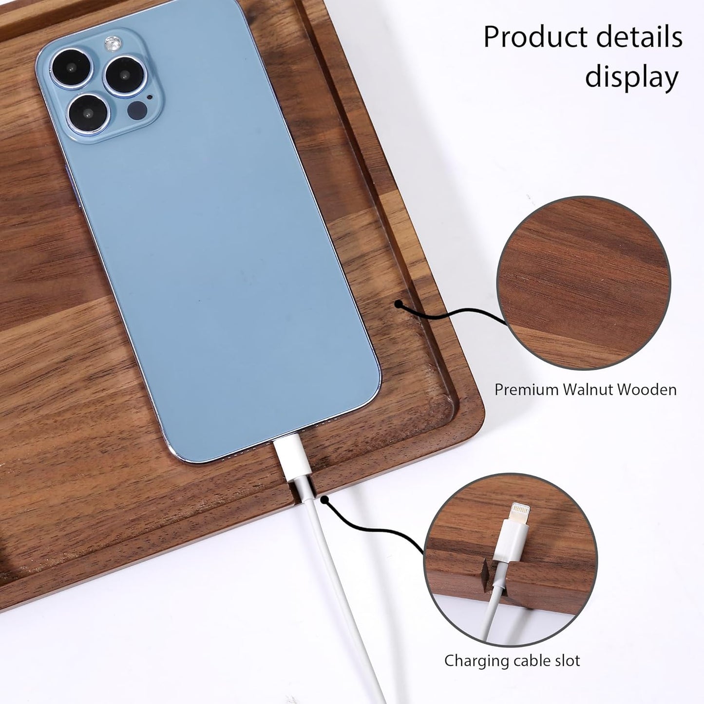 Valet Tray Walnut Wooden - Desk Drawer Organizer Tray, Multi-Functional Desk Organizer, Keys Watch Wallet Jewelry Catchall Dresser Accessories Bedside Organizer for Office Home Gift