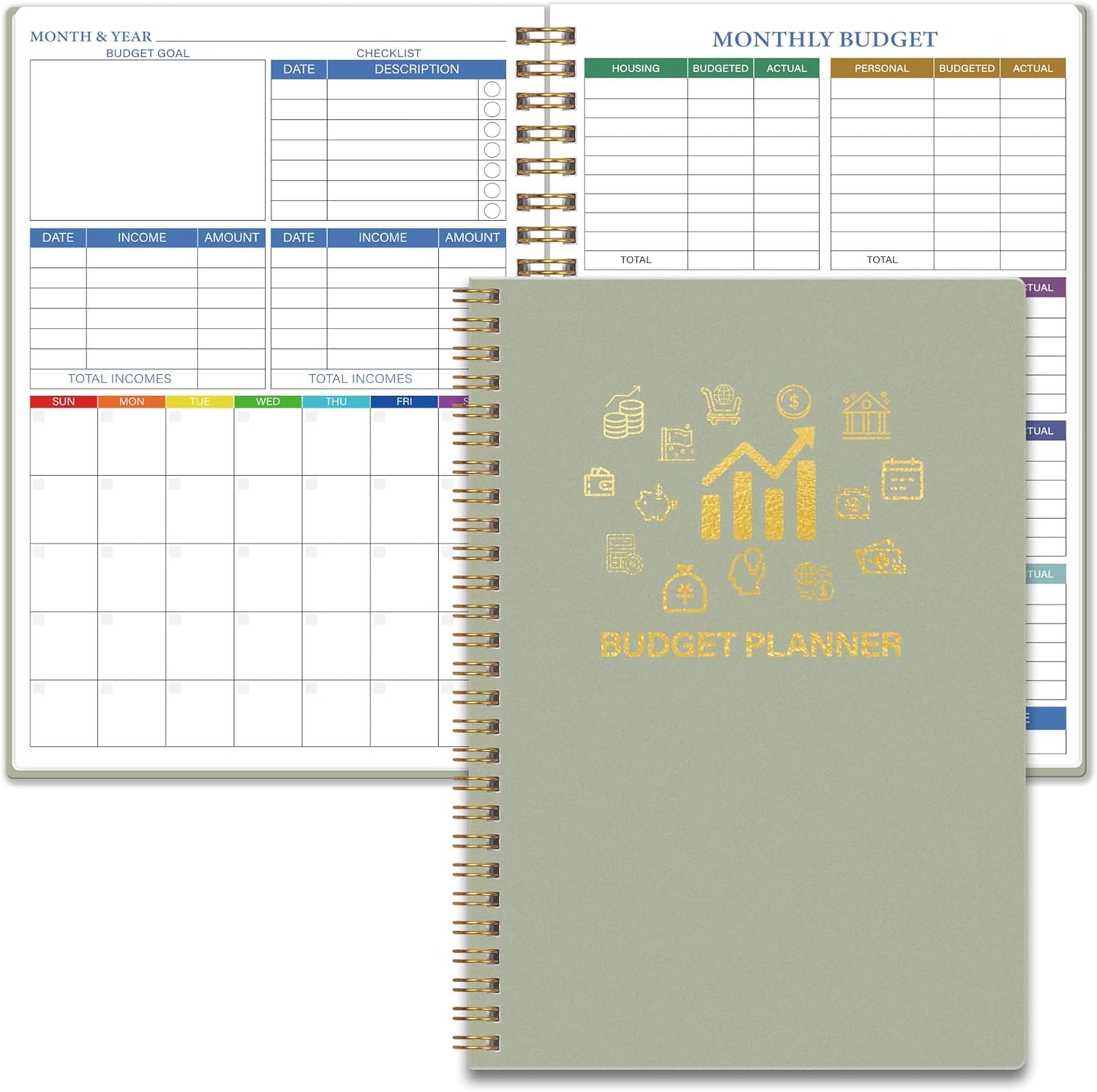 Monthly Budget Planner - 14 Months Undated Financial Planner Organizer Budget Book with Expense and Debt Tracker Notebook to Manage Your Money Effectively, Bill Planner and Organizer
