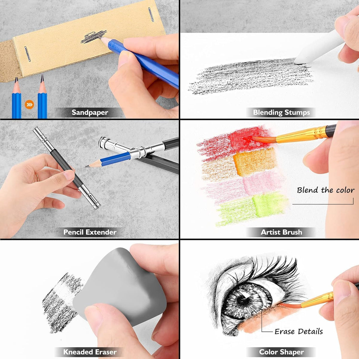 Caliart 176PCS Art Supplies Sketching Kit with 100 Sheets 3-Color Sketch Book, Graphite Colored Charcoal Watercolor & Metallic Pencils, Drawing Supplies Gifts for Artists Adults Beginners