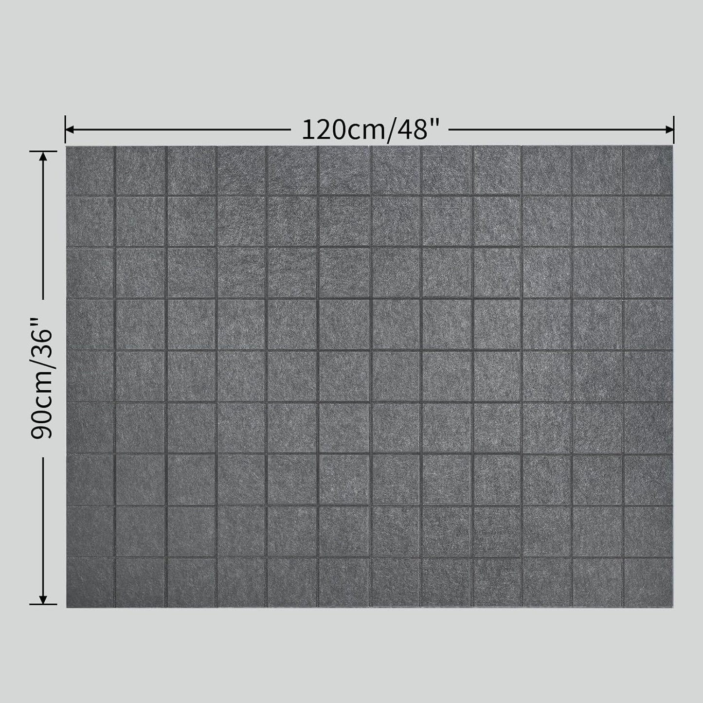 12 Pack Large Cork Board for Walls, 48" X 36" Felt Bulletin Board Tiles with 48 Safe Removable Adhesive Tabs & 60 Push Pin Board Decorative Cork Board Tack Board Wall Organizer for Office - Dark Grey