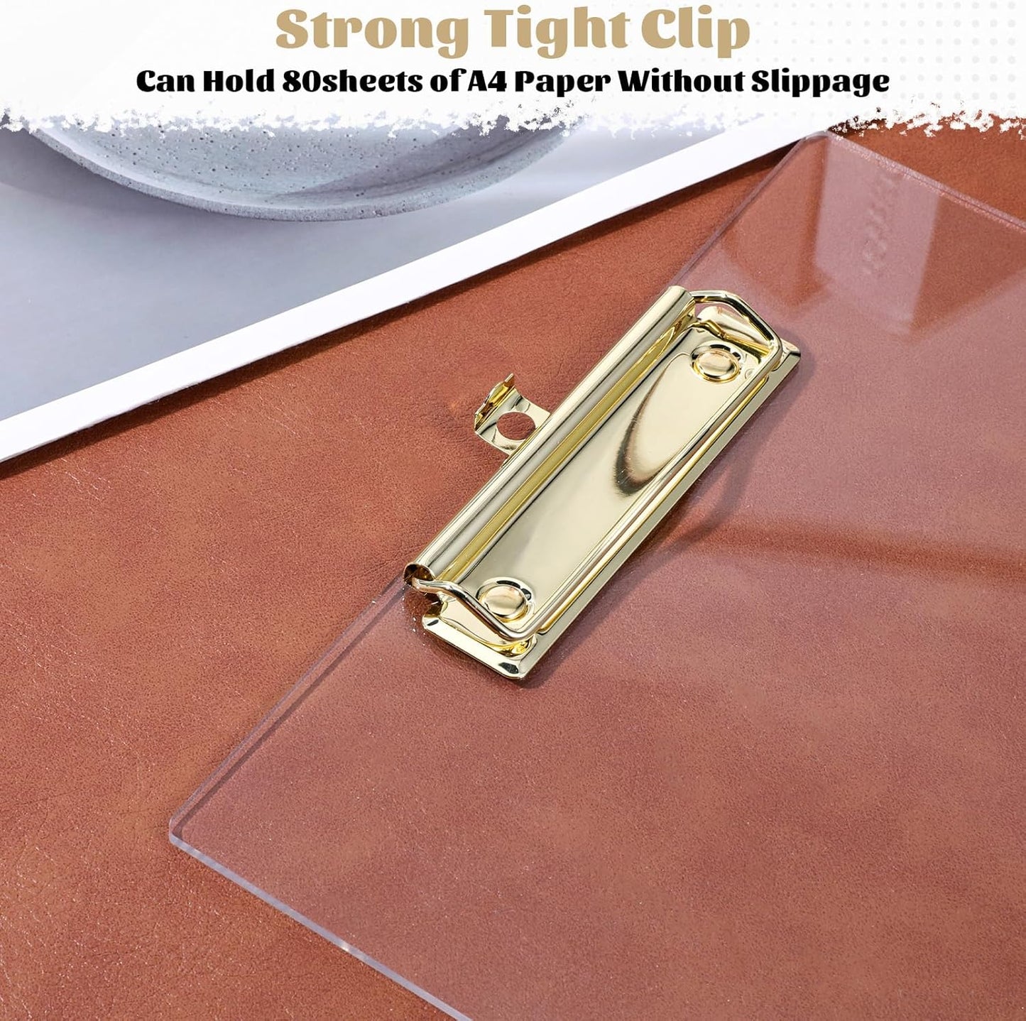 3 Pcs Thick Clipboards Clear Clipboard Acrylic Clipboard with Gold Clip Stylish A4 Size Clipboards for Office, School, and Home Use
