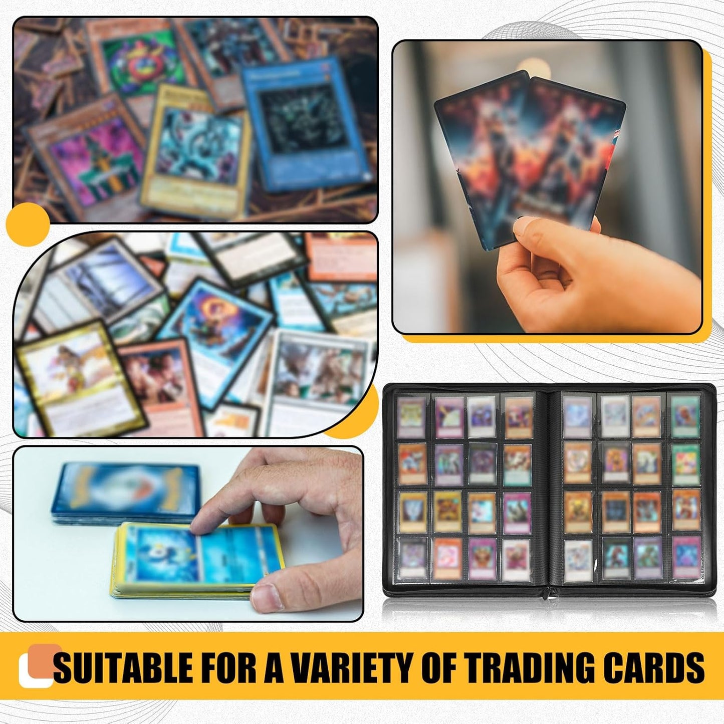 3 Pcs 16 Pocket Trading Card Binder 3000+ Pockets Binder Album Compatible with Mtg, Sports, Standard Size Card for Collector