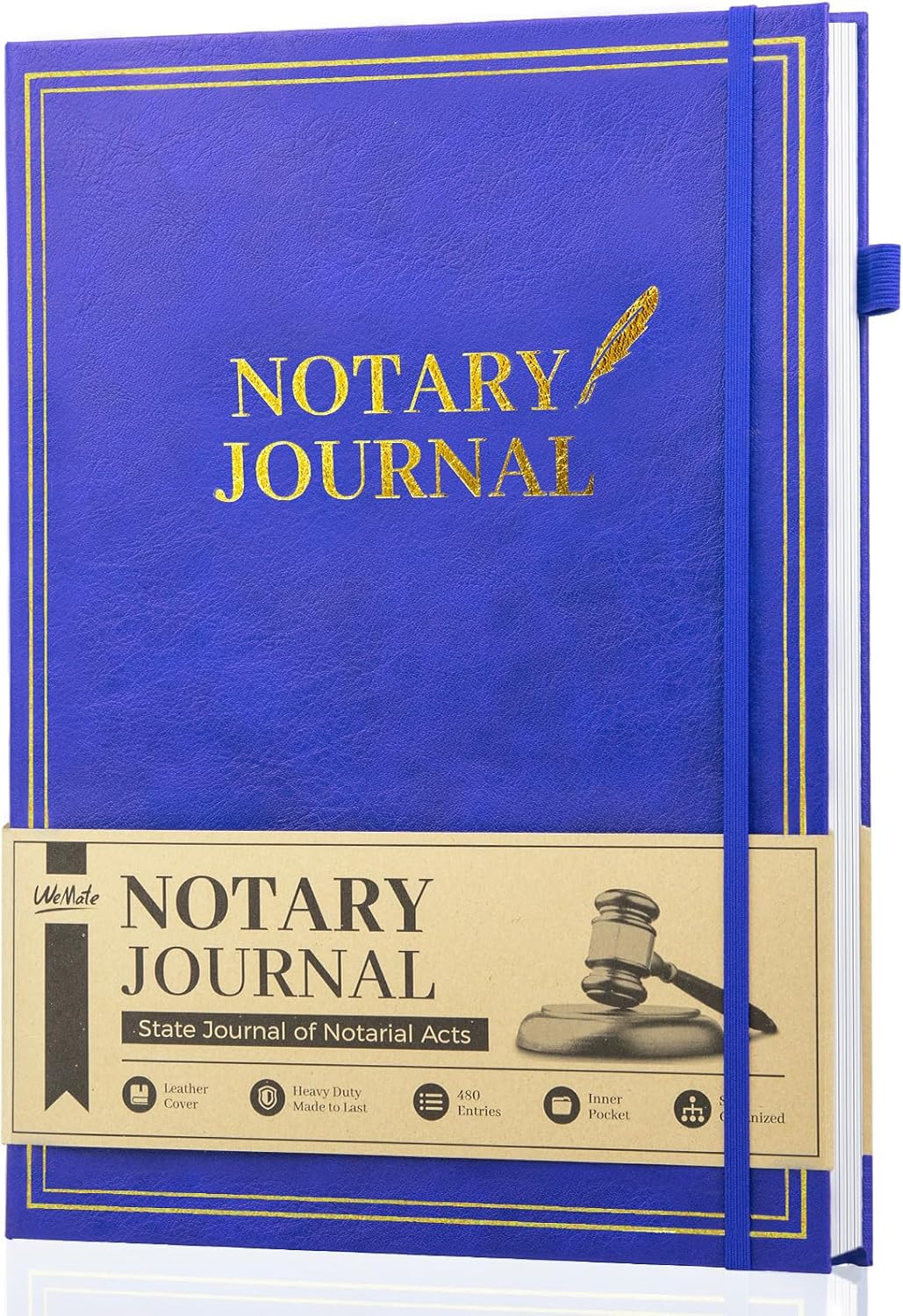WEMATE Notary Journal Log Book with 480 Record Entries, 12″x8.5″ Hardcover Notary Book - 120gsm Thick Paper, Notary Supplies with 160 Numbered Pages, Large Capacity for Notarial Records (Blue)