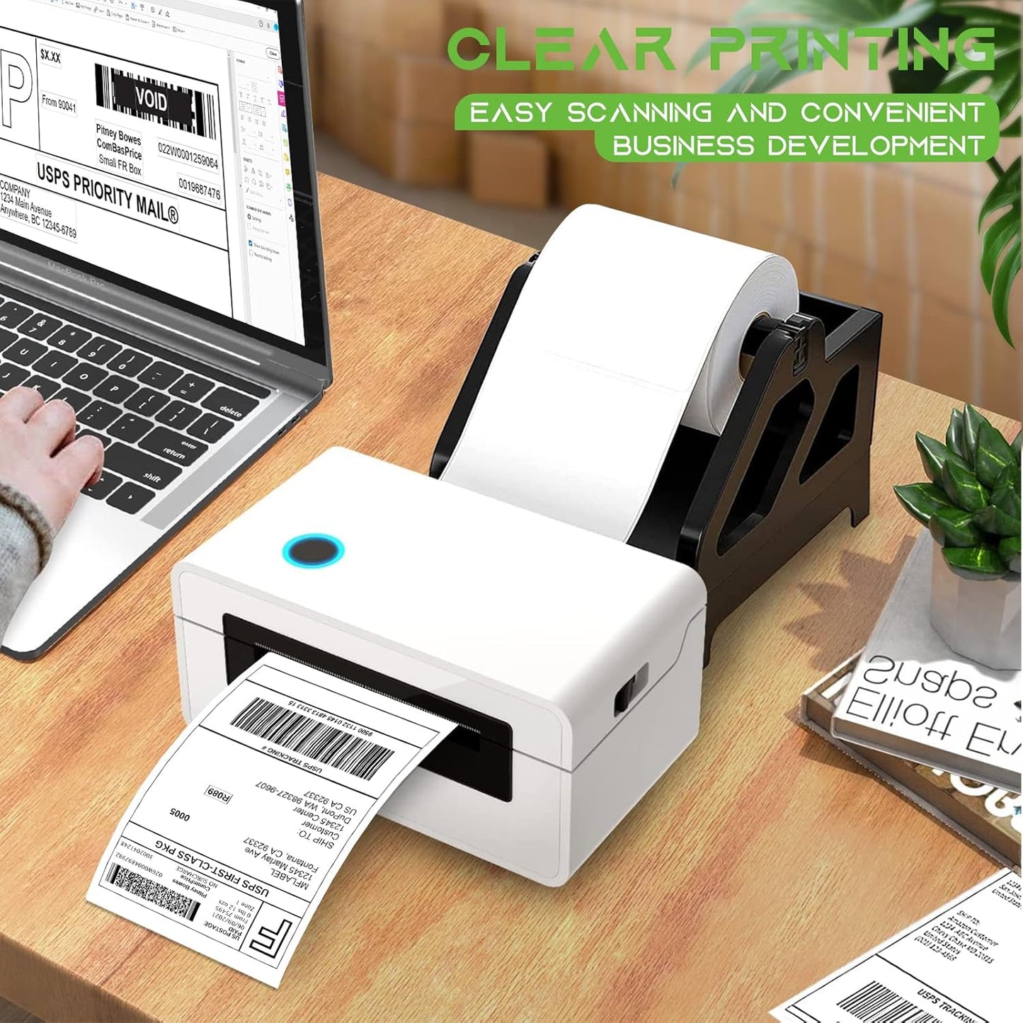 MFLABEL® 10 Rolls of 450 Labels 4x6 Direct Thermal Shipping Labels for Zebra 2844 ZP-450 ZP-500 ZP-505