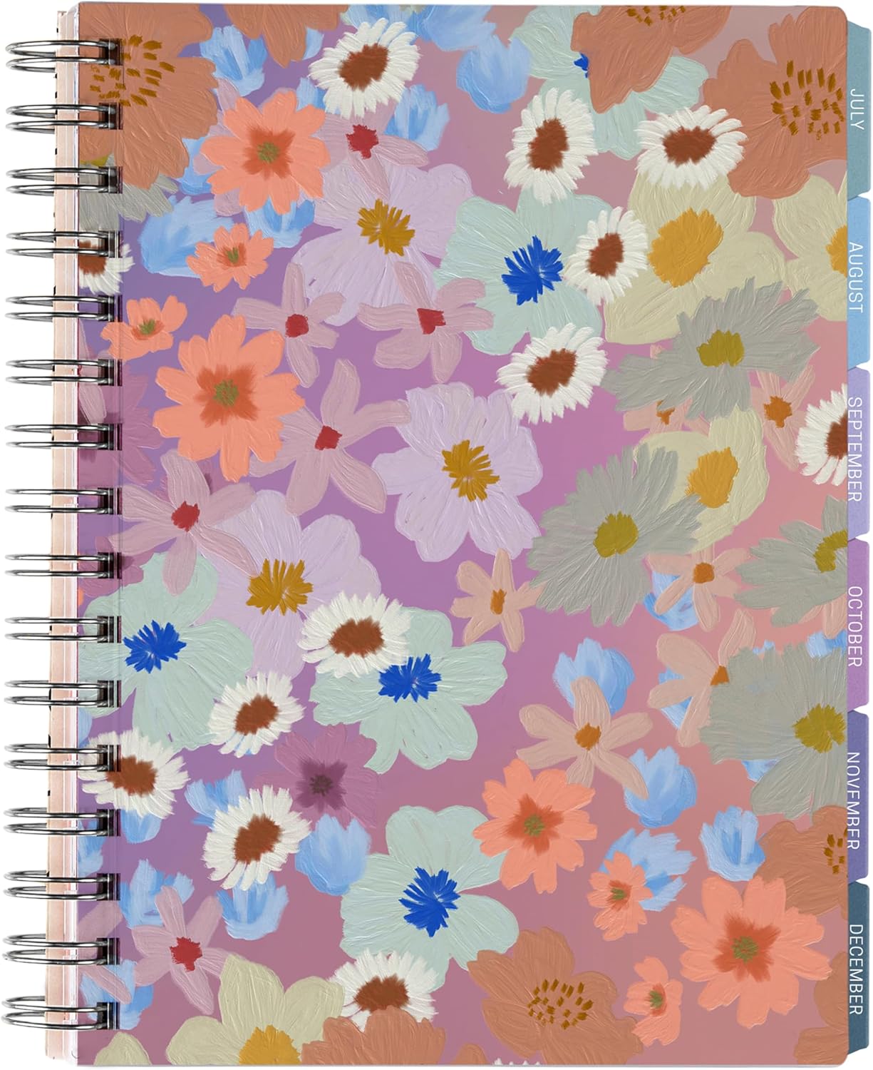 Inspired by Erin Condren 12-Month A5 Academic Planner (Jul 2025 - Jun 2026), Compact Weekly and Monthly School Agenda and Tracker, 70 Lb. Text Weight Paper, Sunset Bloom Covers, Wire-O Spiral Binding
