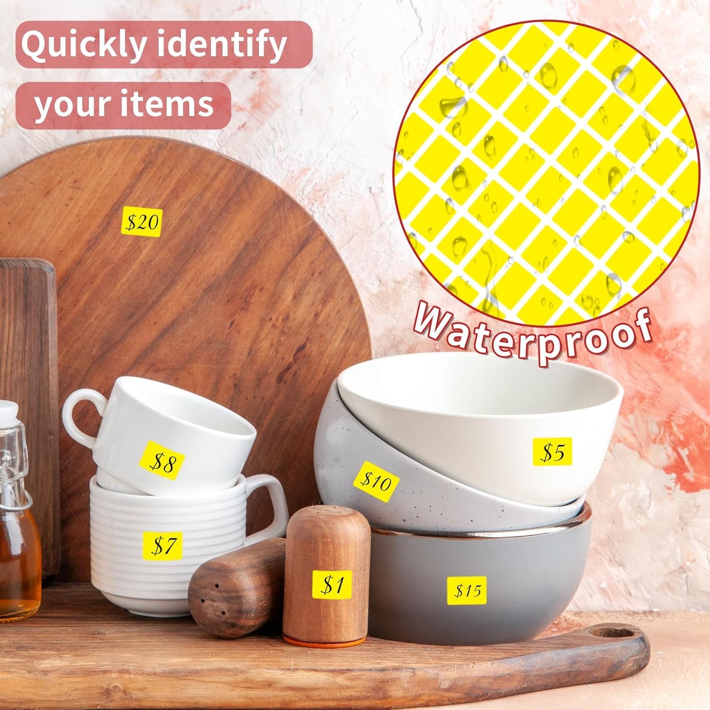 Starboling Color Coding Labels,3000 PCS 1/2" x 3/4" Yellow Rectangular Colored Labels Stickers,for Garage Sale,Price Tags,File Folder Tabs,and Classroom Organization