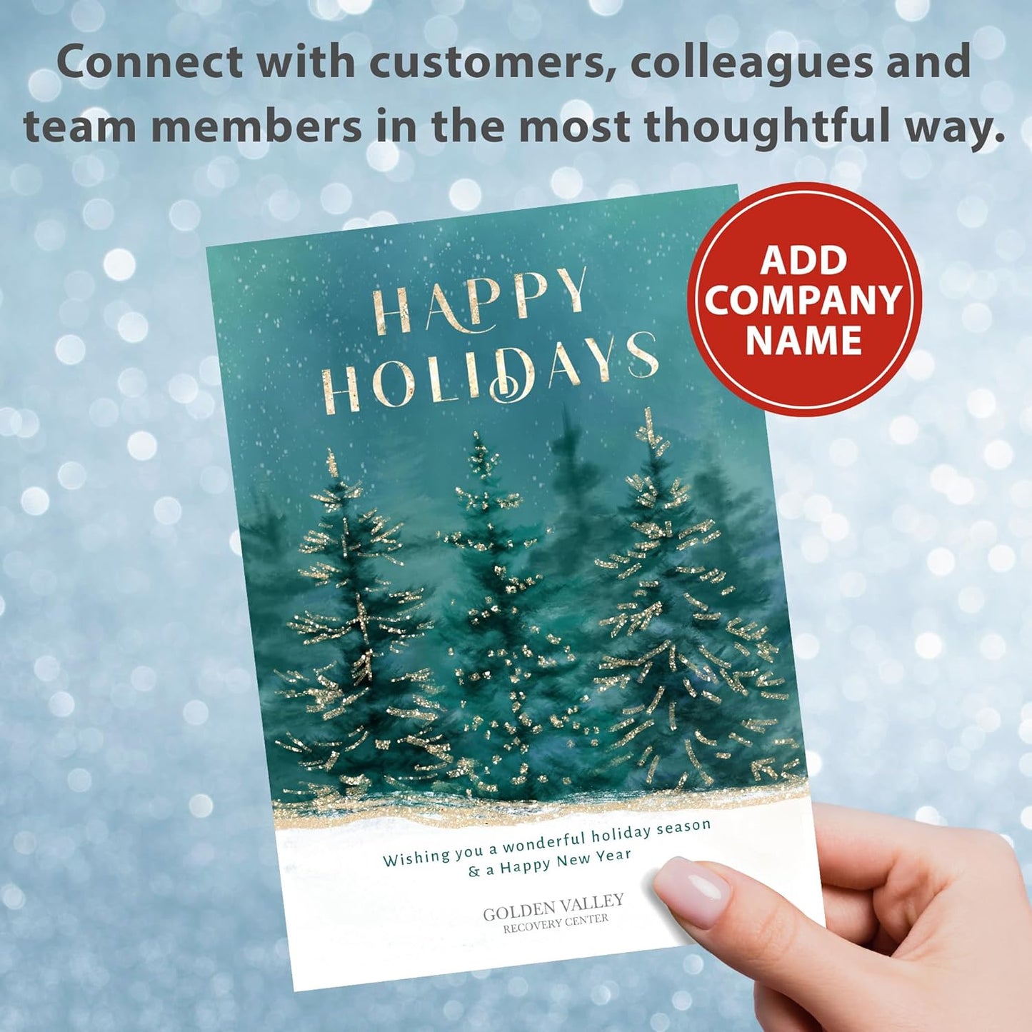 Let's Make Memories Personalized Business Christmas Cards with Envelopes - Premium Quality - 5x7-2025 Holiday Cards & White Envelopes - Gilded Trees - 200 ct
