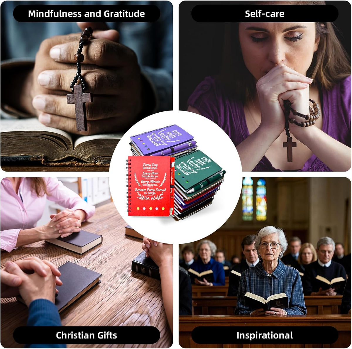 200 Pcs Bulk Christian Gifts Prayer Journal for Woman - 100 Set Religious Notepad with Christian Pen - Bible Notebook - Church Gifts for Inspirational, Bible Study, Devotions (Colorful)