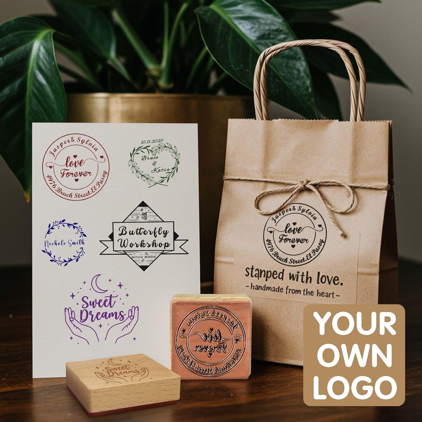 Custom Logo Stamp - Personalized Rubber Stamp - Multiple Size Options Available - Upload Your Logo (4"x4")