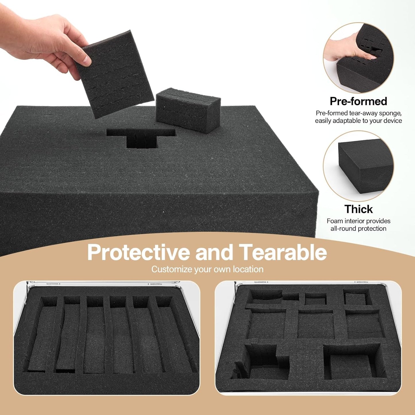 Combination Lock Box - Locking Storage Case with Customizable Foam, 14.2" Portable Lockable Case for Personal Items, Valuables, Documents, Briefcase for Jewelry, Cash, Medications, Silver