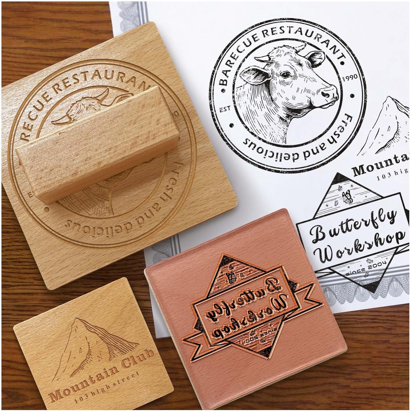 Custom Logo Stamp - Personalized Rubber Stamp - Multiple Size Options Available - Upload Your Logo (4"x4")
