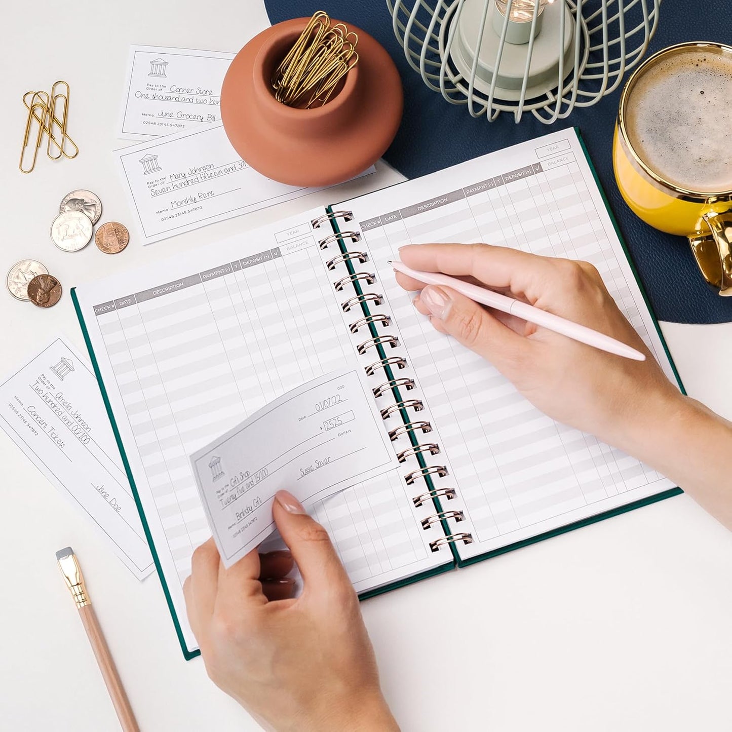 Clever Fox Check Register for Personal Checkbook – Checking Book Register – Checkbook Register – Accounting Ledger Book – 3968 Entry Lines, 6.1" x 8.3", Spiral Binding, Hardcover, Dark Teal