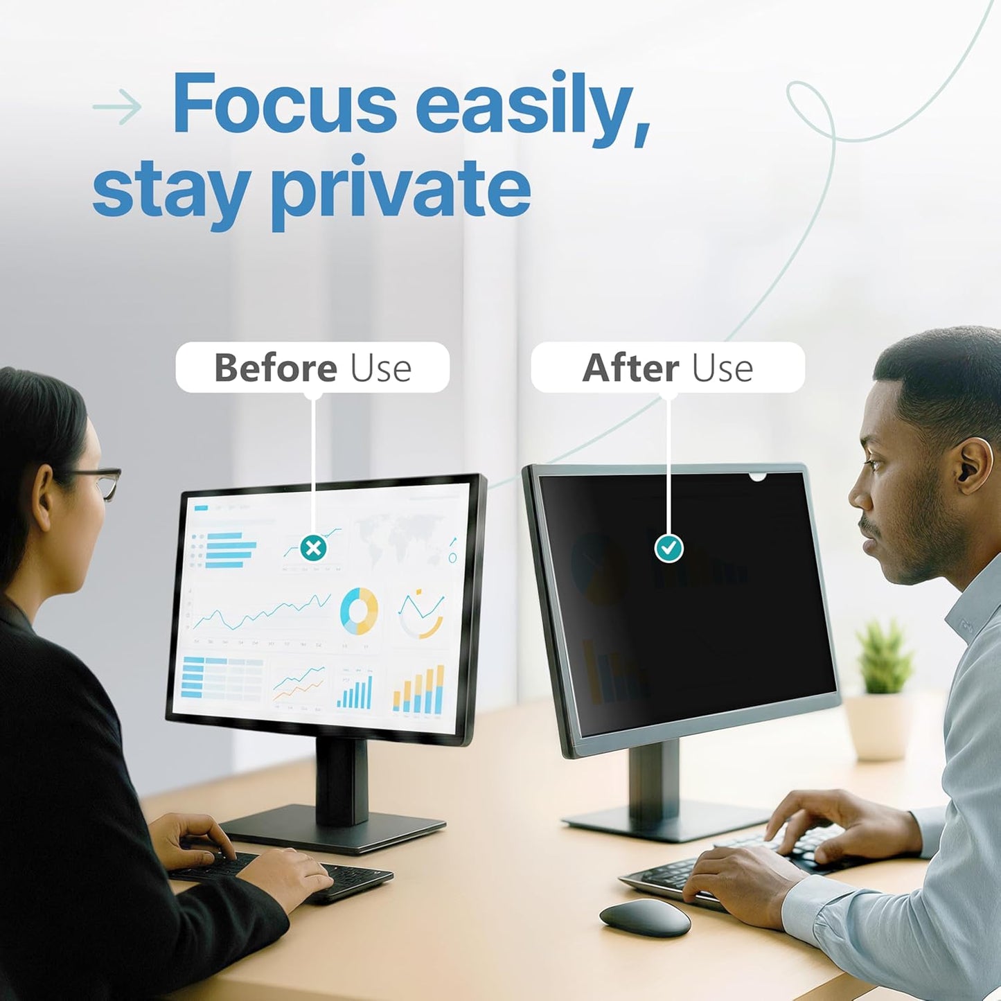 VINTEZ 27 Inch 16:9 Privacy Screen for Computer Monitor and Laptop - Anti Glare Protector Film Blue Light Filter Eye Protection - Computer Screen Privacy Shield, [1 Pack]