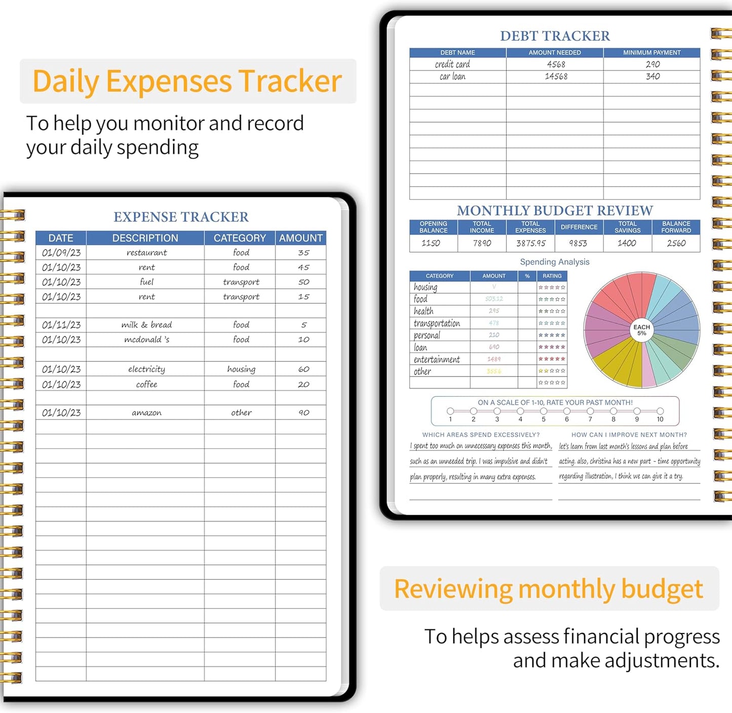 Monthly Budget Planner - 14 Months Hardcover Undated Financial Planner Organizer Budget Book with Expense and Debt Tracker Notebook to Manage Your Money Effectively, Bill Organizer