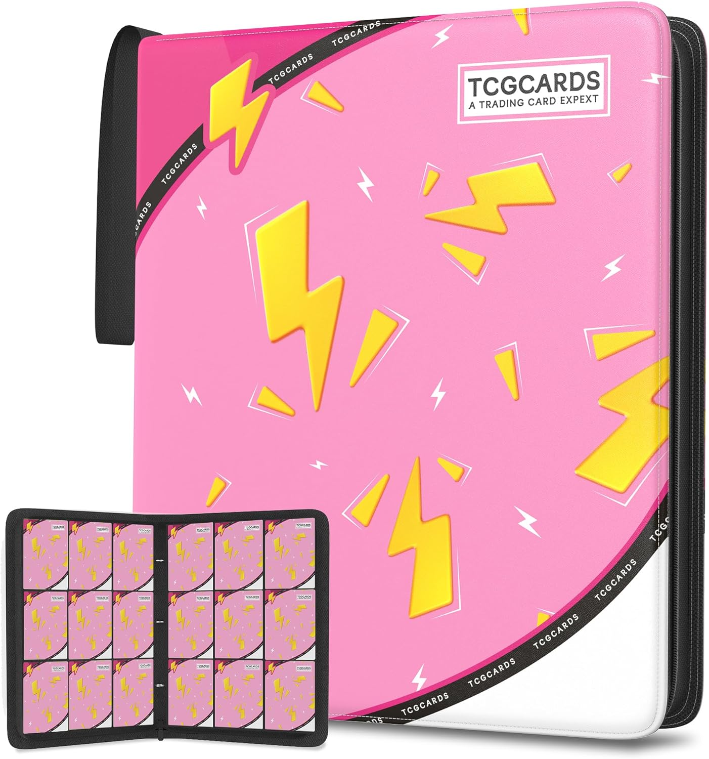 Trading Card Binder 9 Pocket，Card Binder 900 Pockets Card Book Holder Cards with 50 Removable Sleeves，3-Ring Zip Design MTG/TCG/Sport Collectible Trading Card Albums Gifts for Boys and Girls (Pink)