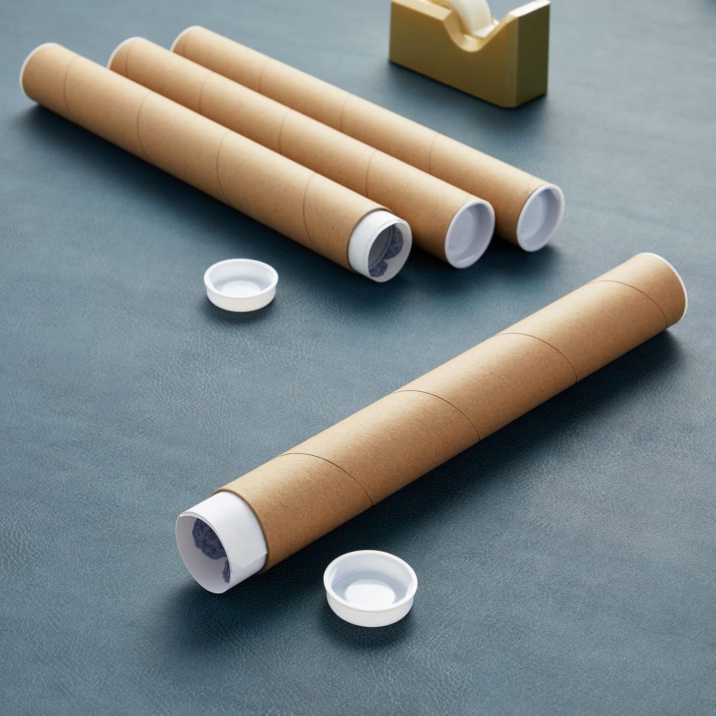 Stockroom Plus Mailing Tubes - 12 Pack, 1.5 x 12 In, Brown Kraft Cardboard - Document & Poster Storage Tubes with Caps