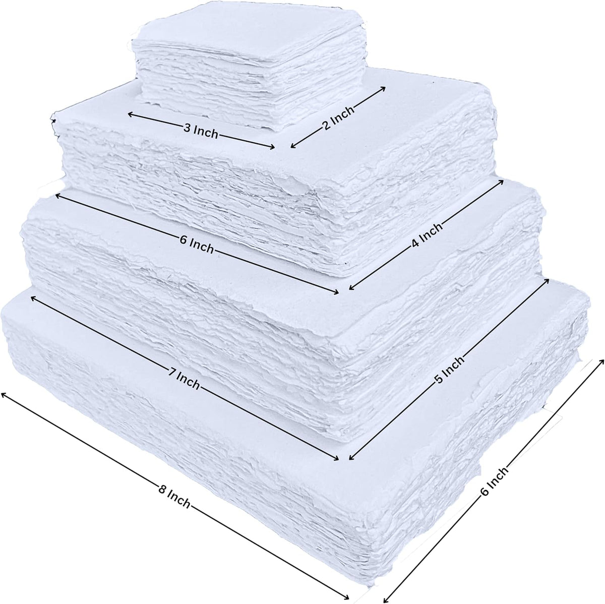 Handmade Deckle Edge Blank Paper - Mixed Media Loose Leaf Paper for Postcards, Invitations, Crafts and Announcements - White Color - Package of 50 - Thick 150 GSM - 5 x 7