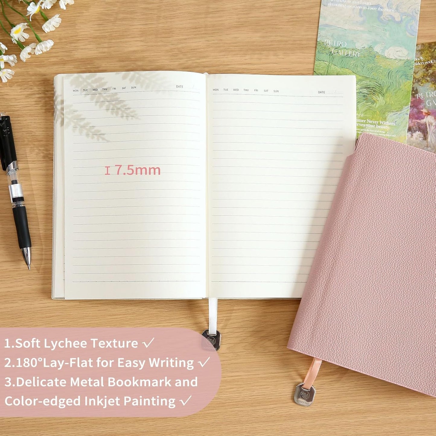 Lined Journal Notebook for Women A5 Softcover PU Leather Journals for Writing, 160 Pages Daily Journaling, College Ruled Notebooks for Work School, Business 6.38'' X 8.28'' Army Green