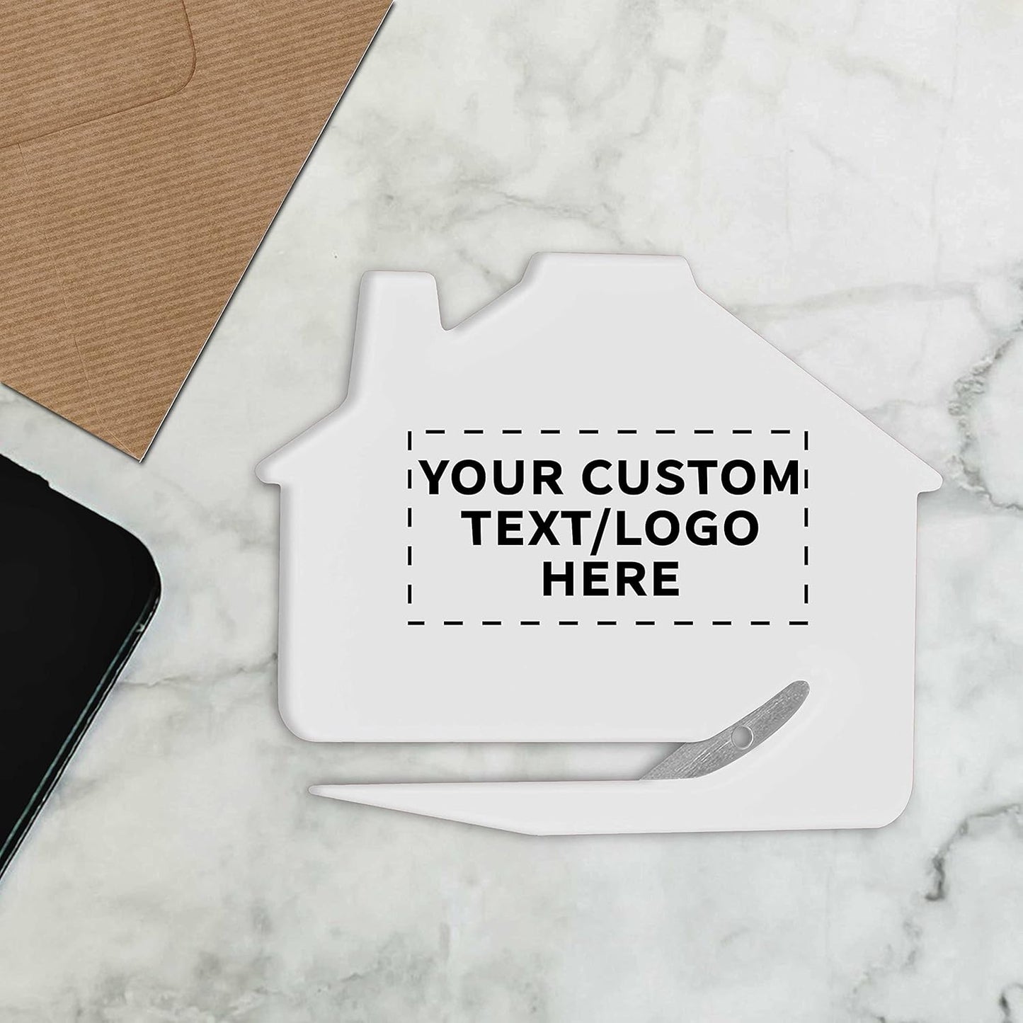 Custom House Letter Openers Set of 50, Personalized Bulk Pack - Perfect for Home or Office - White