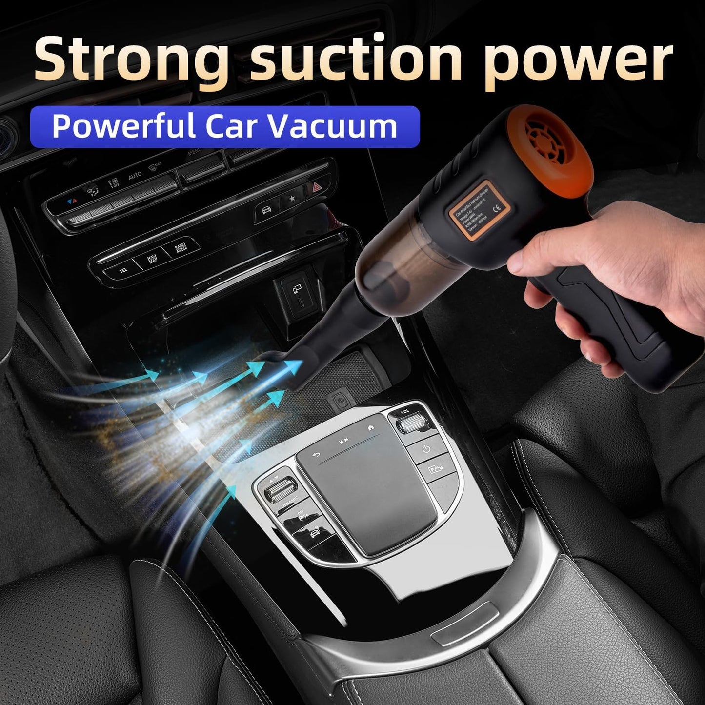 Mini Cordless Handheld Vacuum with Aerospace Bag - Portable Car Vacuum Cleaner | 16000PA Strong Suction, Wireless Rechargeable High-Power Handheld for Home, Pet Hair & Auto Detailing