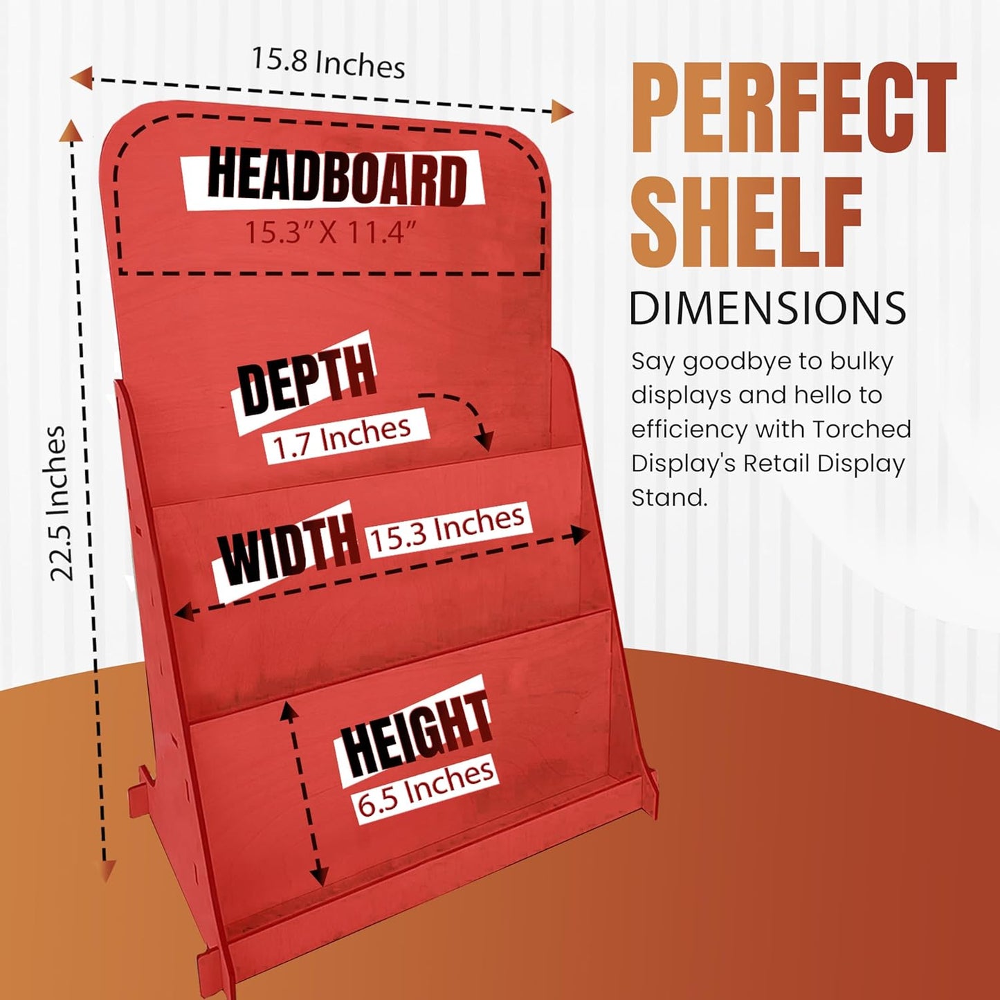 TORCHED DISPLAYS Greeting Card Organizer Display Stand – 3-Tiered Picture Stands for Display – Multipurpose Wooden Stand Ideal for Greeting Cards, Photos, Birthday Cards, Baseball Card Stand-RED
