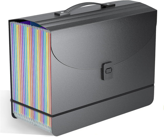 25 Pockets Expanding File Folders,Portable Accordion File Organizer,Expandable File Folder,Bill,Paper Receipt,Document Organizer,Plastic Accordian Filing Box,Colored Tabs,A4/Letter Size