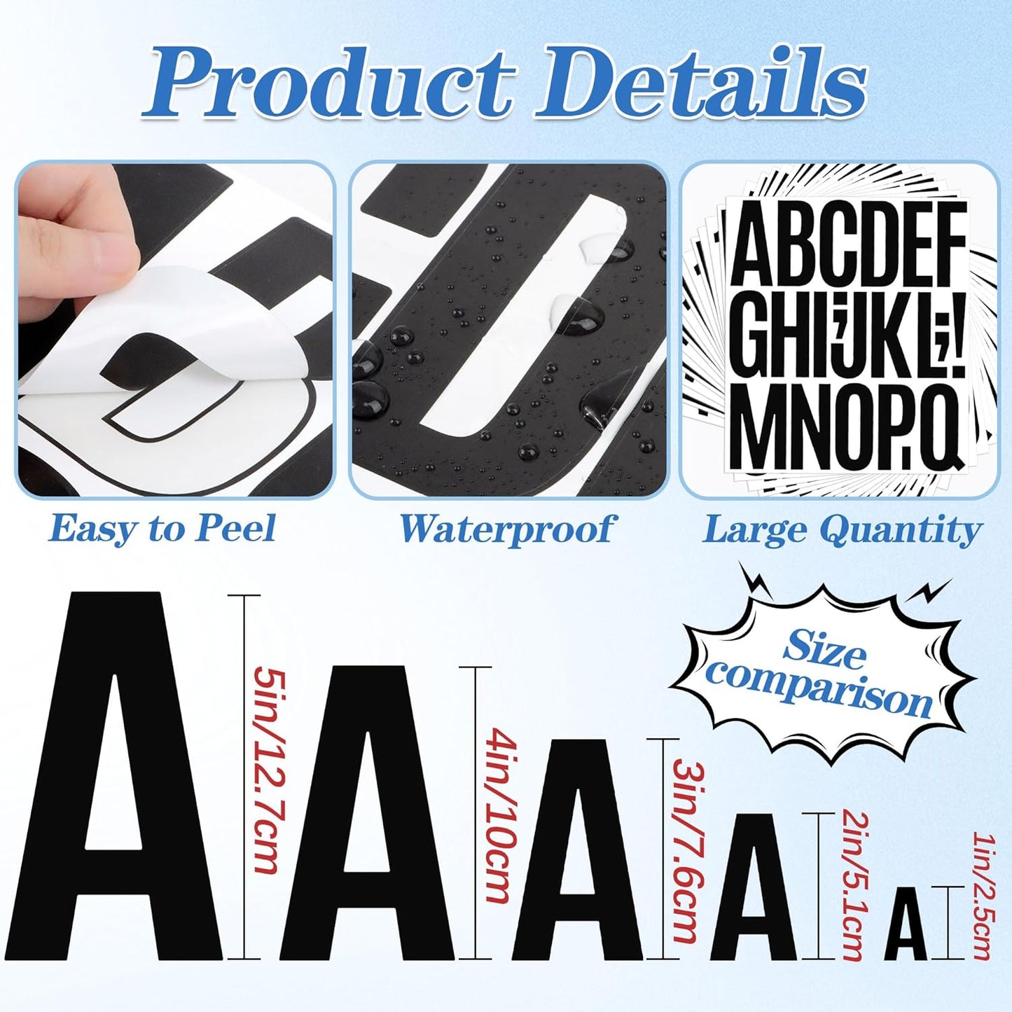 910 PCS 42 Sheets Letter Stickers Large Mailbox Numbers and Letters Self Adhesive Vinyl Waterproof Custom Alphabet Number Stickers for Mailbox Address, DIY Crafts, Door, Windows Decor (3 Inch,Black)