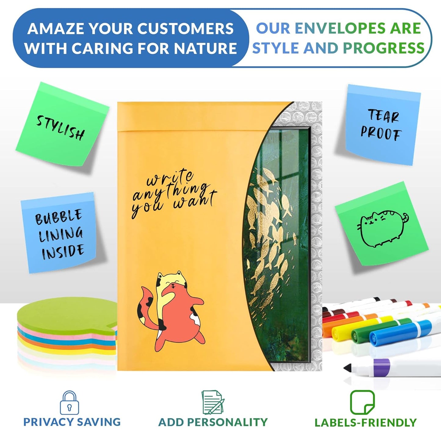 Yellow Kraft Bubble Mailer Envelopes, 10.5 x 15 Inches. 200 Pack Mail Padded Envelopes Self Seal. Waterproof Kraft Bubble Mailers. Tear-Resistant Mailing Envelope Padded. Sturdy Paper Mailer