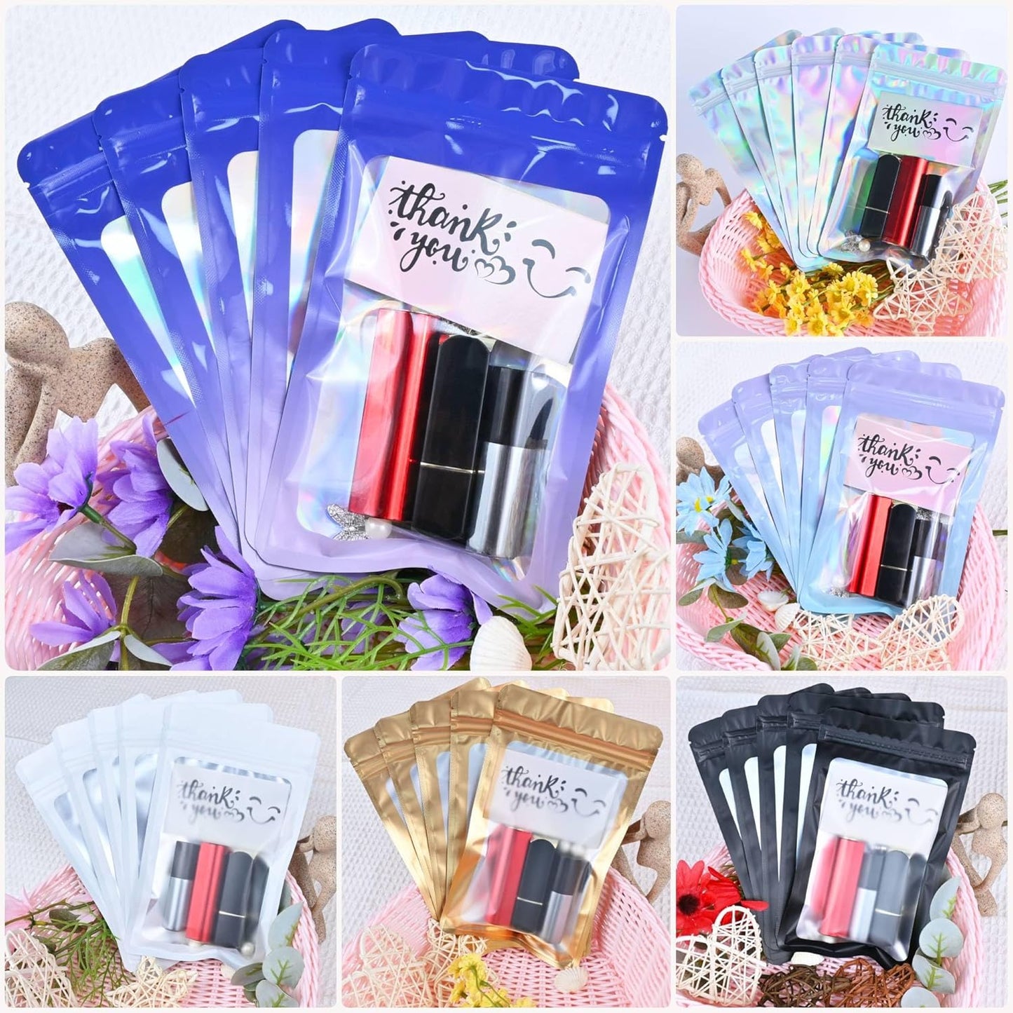 Resealable Mylar Pouch Bag Great for Office Home Party Favor Food Storage (100PCS, Red Color, 5.5 x 8 inch)