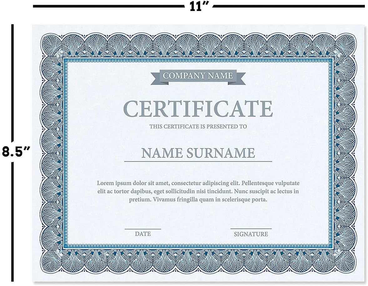 Classic Elite Award Certificate Collection - Includes 25 Certificate Papers (White/Blue), 25 Heavy Linen Folders (Blue/Silver), 25 Silver Foil Seals, Laser & Inkjet Printer Compatible