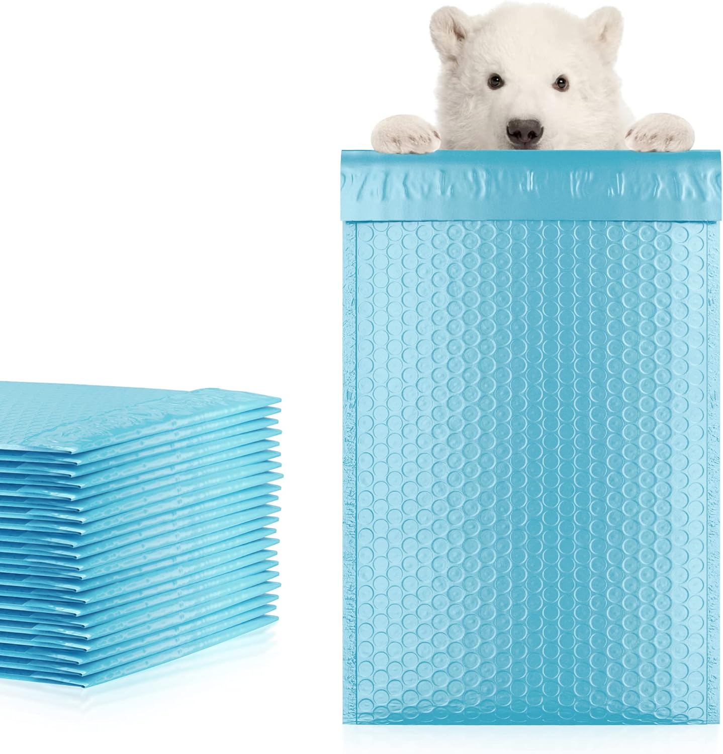 Light Blue Poly Bubble Mailers Self Seal, 5 x 9 Inch. Pack of 25 Bubble Packaging Envelopes for Shipping. Durable Padded Envelopes Waterproof. Self Seal Padded Mailers. Shipping Packages