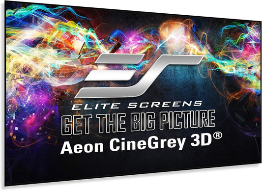 Elite Screens Aeon CineGrey 3D, 135" Fixed Frame CLR/ALR Projector Screen 16:9, Standard Throw Projection, Edge Free Ceiling & Ambient Light Rejecting, Wall-Mounted, for Movie Home Theater, AR135DHD3