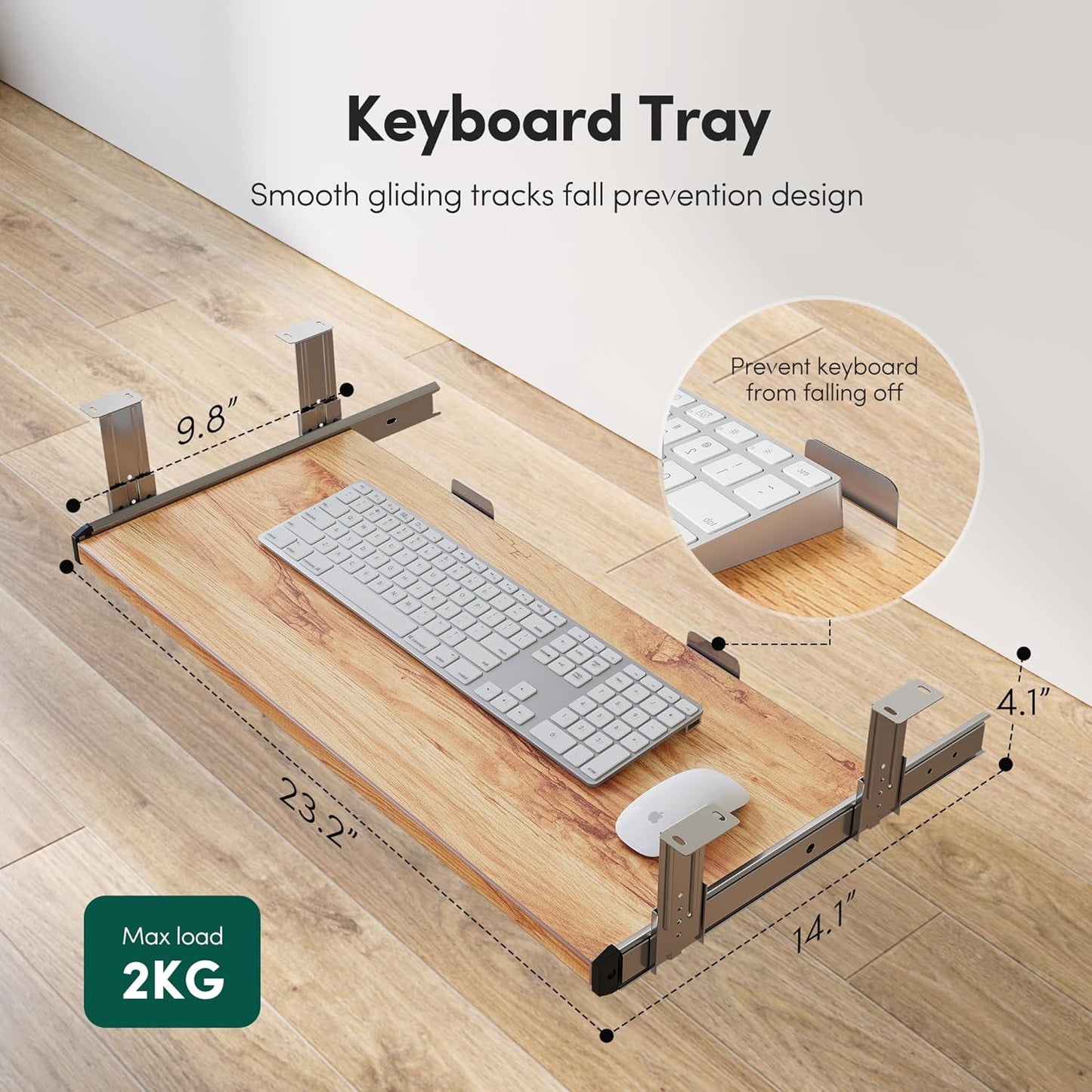 FEZIBO Standing Desk with Keyboard Tray, 55 x 24 Inch Adjustable Height Sit Stand Desk with Memory Presets for Home Office, Ergonomic Computer Workstation, Light Rustic