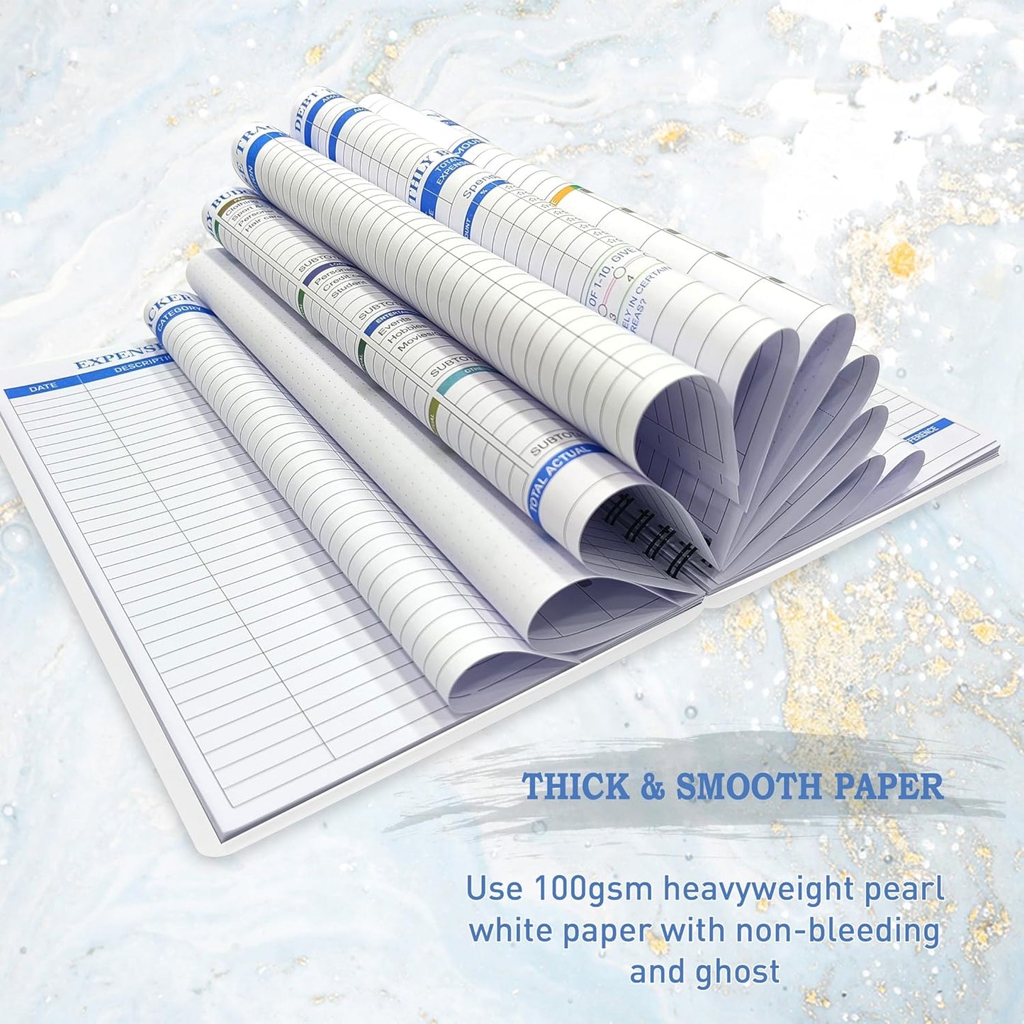 Budget Planner - Monthly Finance Organizer with Expense Tracker Notebook to Manage Your Money Effectively, Undated Finance Planner/Account Book, Start Anytimem,A5(8.6x5.9 inchs),100gsm Paper - Water