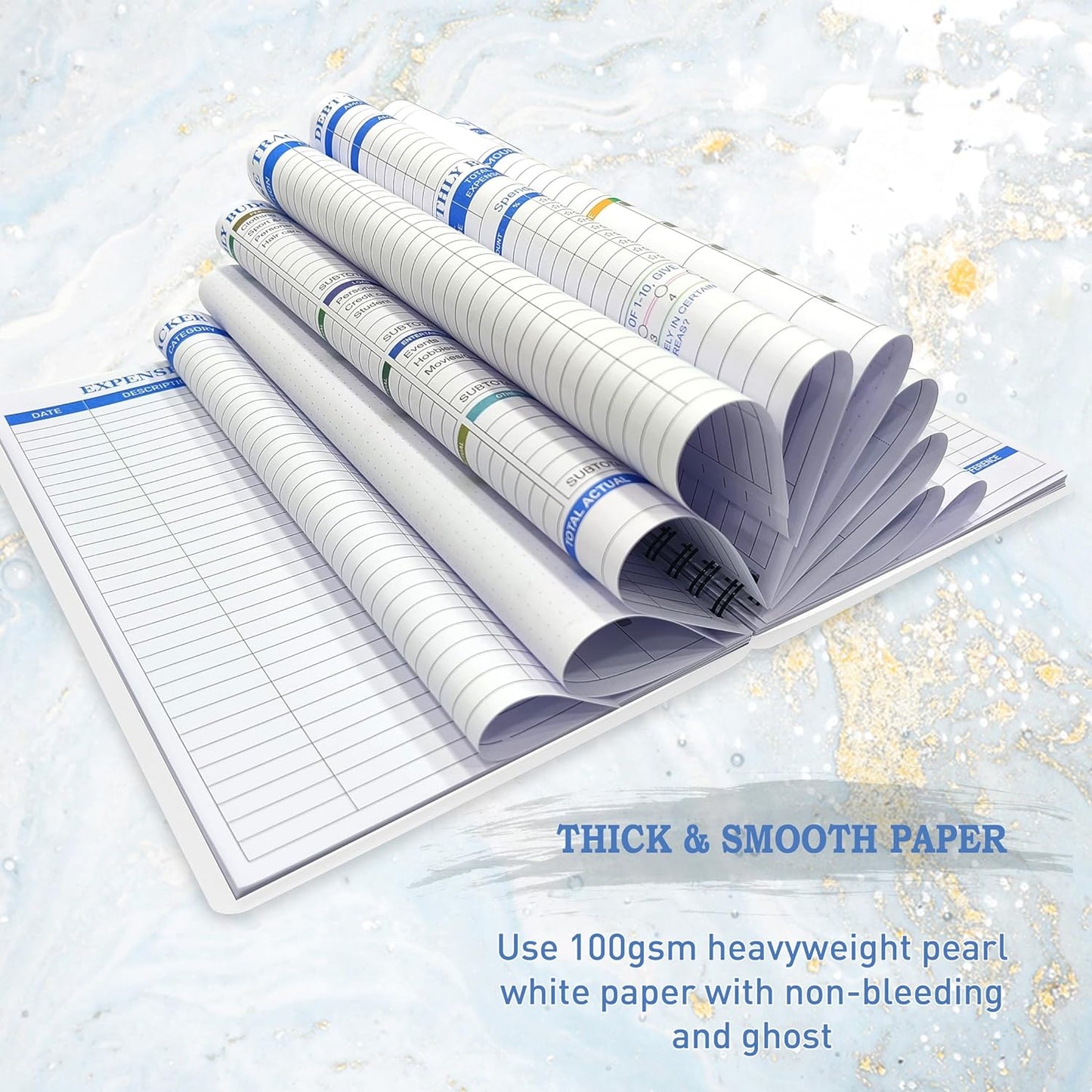 Budget Planner - Monthly Finance Organizer with Expense Tracker Notebook to Manage Your Money Effectively, Undated Finance Planner/Account Book, Start Anytimem,A5(8.6x5.9 inchs),100gsm Paper - blue