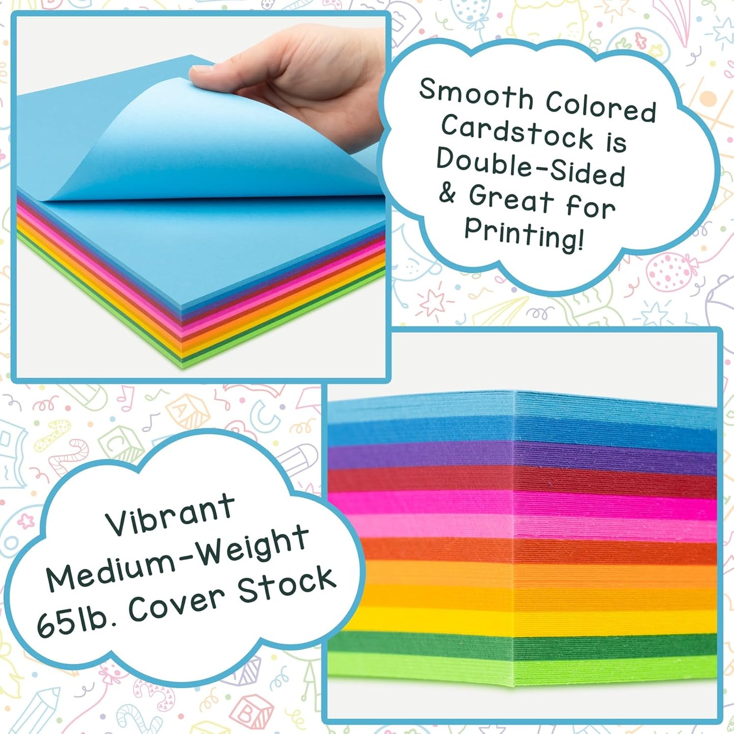 Hygloss Products Bright Colored Cardstock - 240 Sheets - 11x17 Card Stock Paper- 10-12 Bright Colors