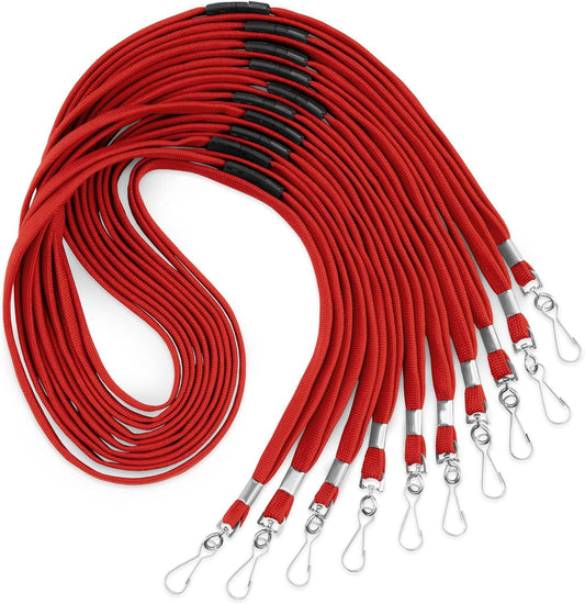 MIFFLIN-USA Flat Breakaway Safety Lanyard for ID Badges (Red, 36 Inch, 100 Pack), Soft Woven Neck Line