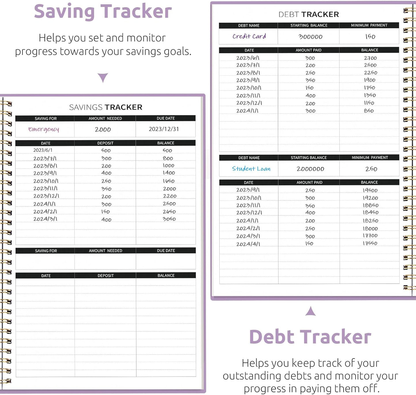 Aesthetic Budget Planner - Monthly Finance Planner with Expense Tracker Notebook, Undated Bill Organizer to Manage Your Finances, Account Book with Colorful Pattern-Purple Blocks