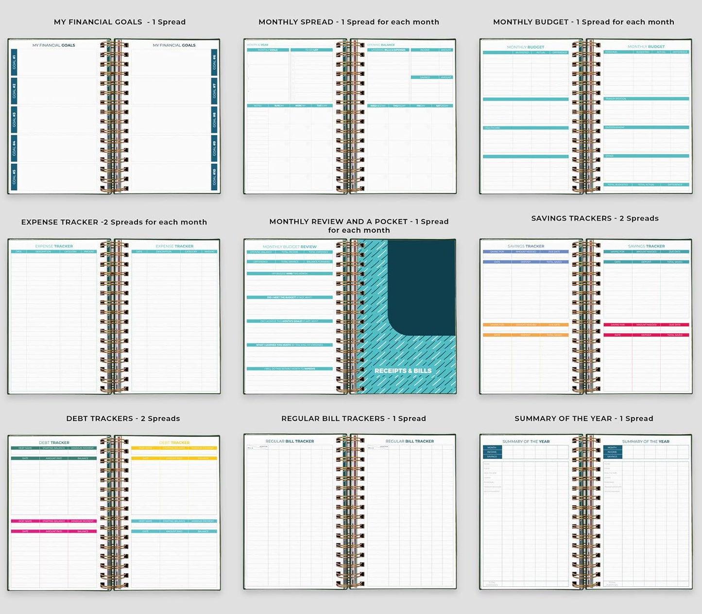 Clever Fox Budget Planner & Monthly Bill Organizer With Pockets. Expense Tracker, Budgeting Journal & Financial Book. Medium, 5.1x8.2" (Dark Green)