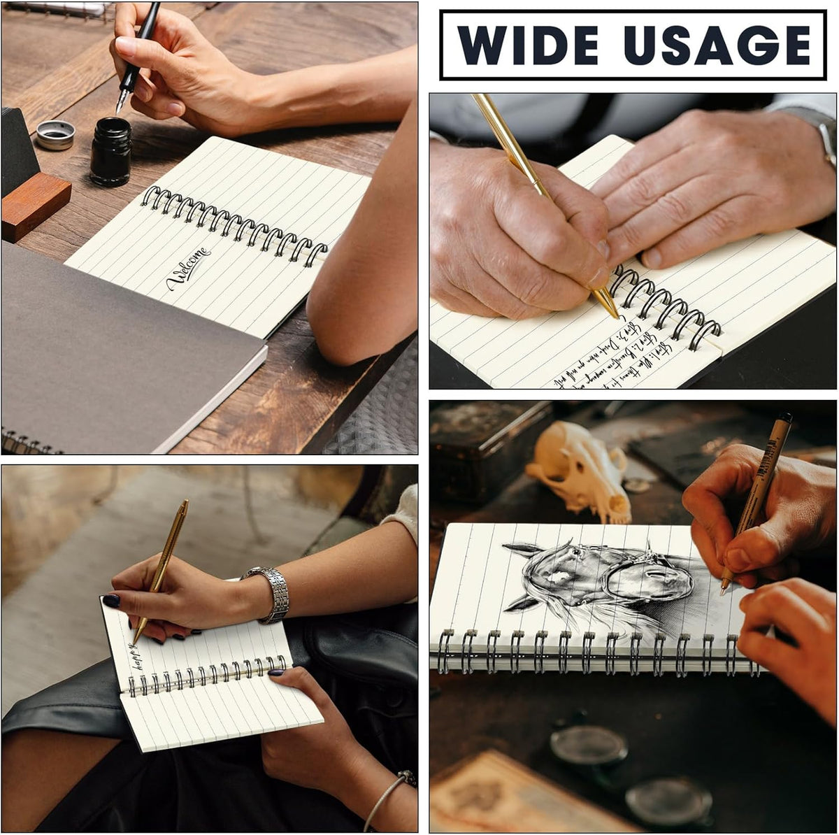 Jutom 54 Pcs Small Spiral Notebooks Memo Pads 3x5 Bulk Small Pocket Notebooks Mini Notepads with Lined Pages Mini Journals for Office Back to School Work Writing Supplies, 120 Pages (Black)