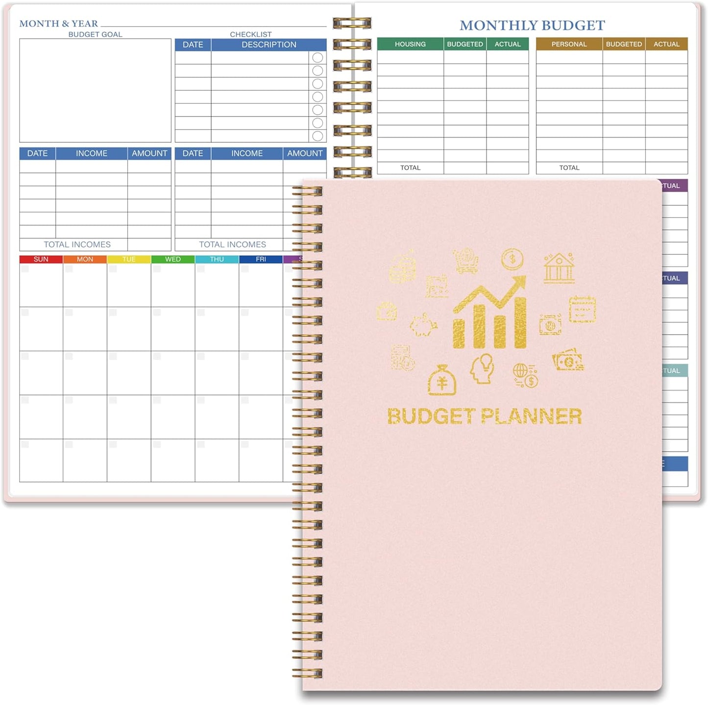 Monthly Budget Planner - 14 Months Undated Financial Planner Organizer Budget Book with Expense and Debt Tracker Notebook to Manage Your Money Effectively, Bill Planner and Organizer